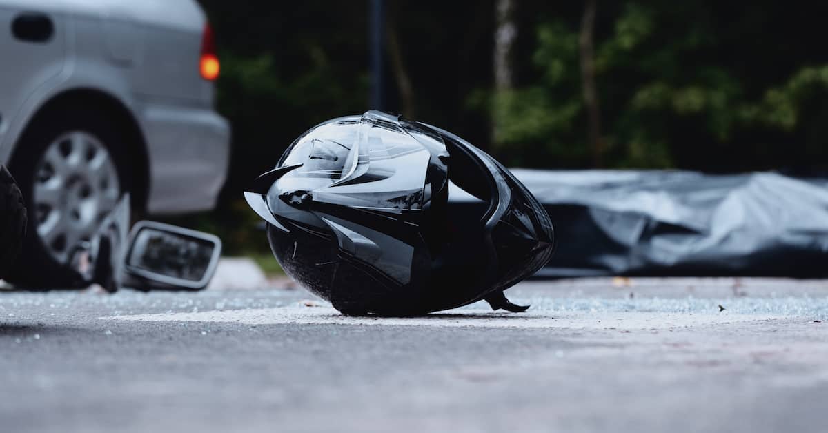 Helmet at the scene of a motorcycle accident. | Colling Gilbert Wright