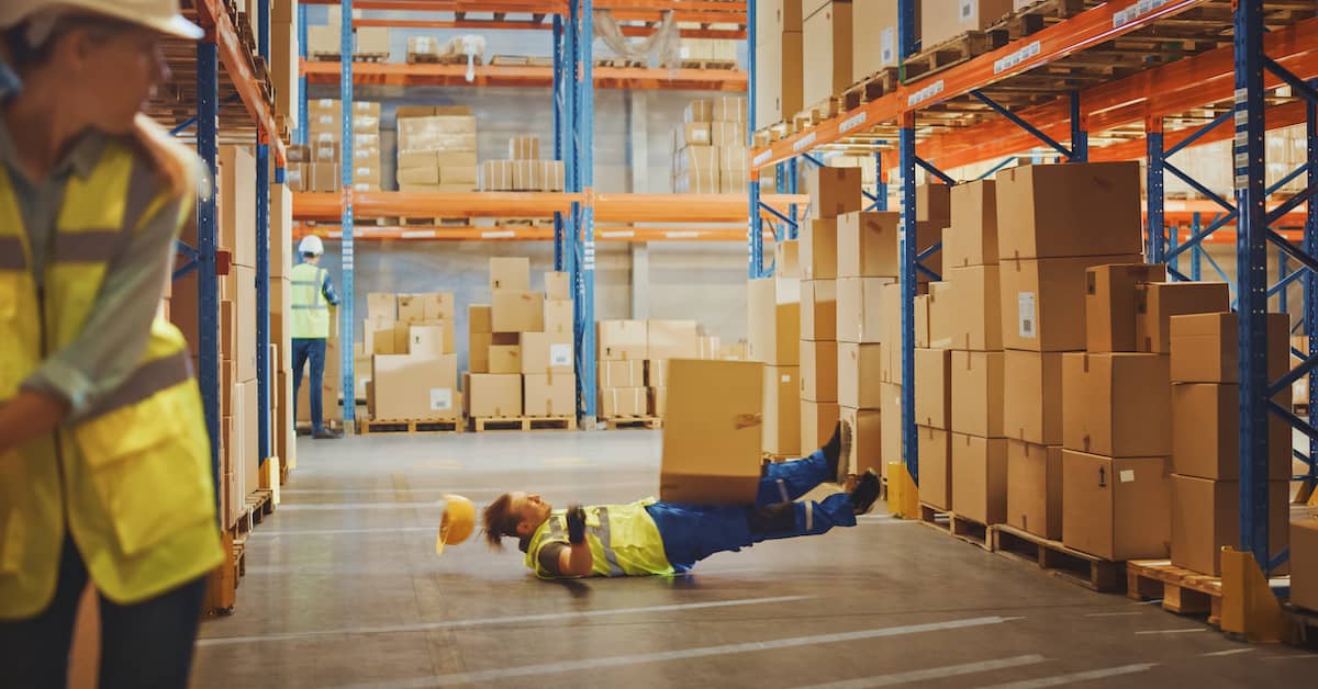 Warehouse worker falls to concrete at work. | Colling Gilbert Wright