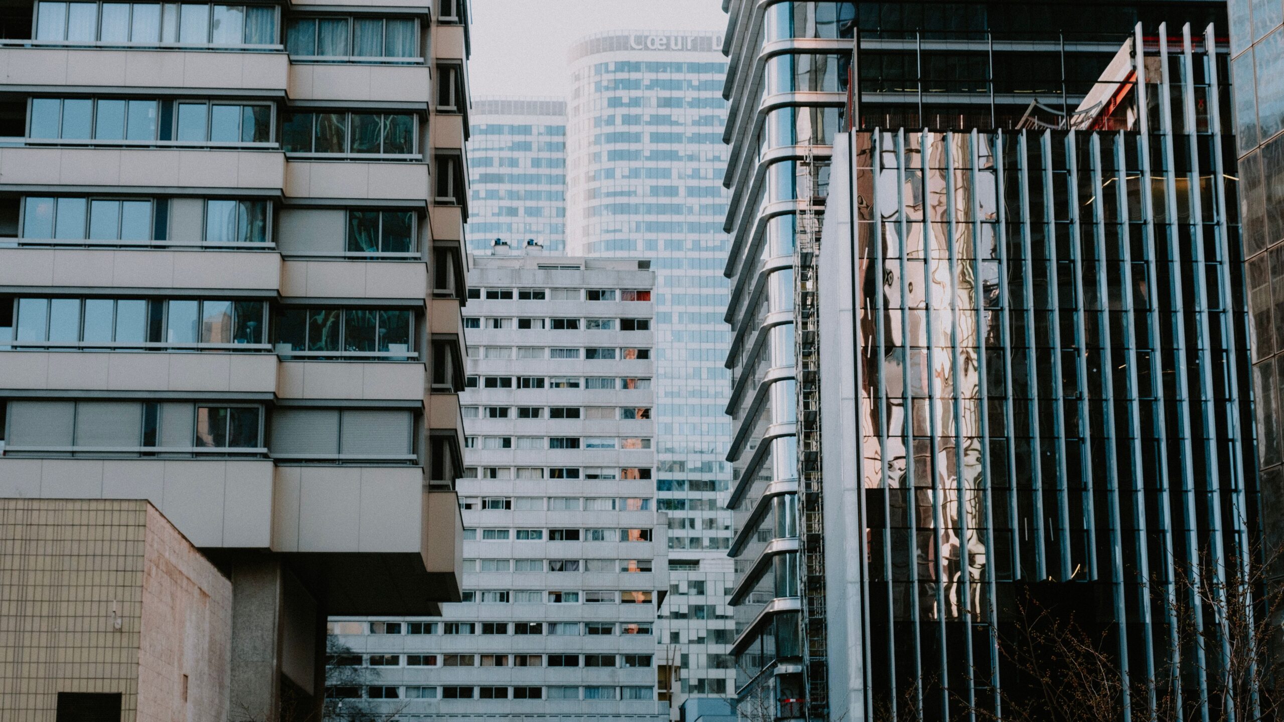 close up of large skyscrapers in downtown cityscape